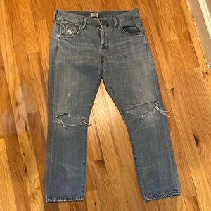 Citizens Of Humanity Blue Boyfriend Jeans Distressed